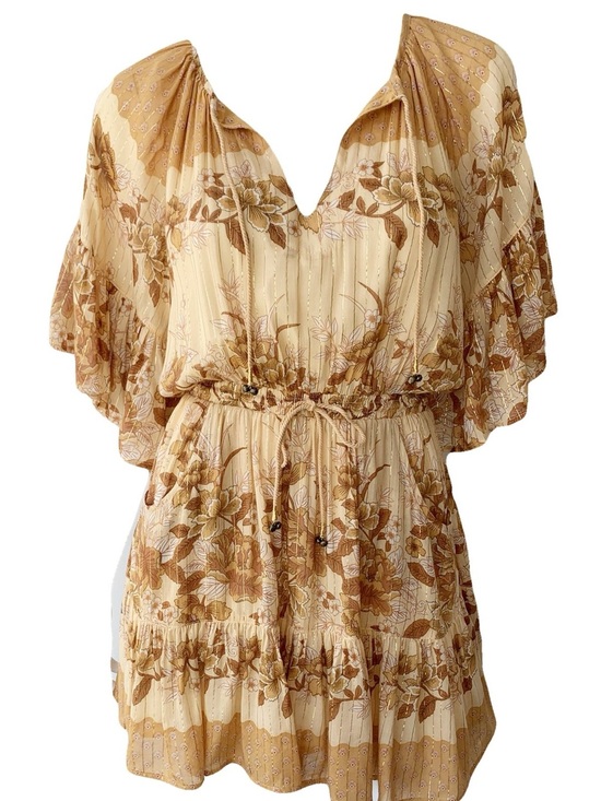 Spell & The Gypsy Collective Dresses & Skirts - Spell & The Gypsy Ophelia Mini Dress Mustard Floral Metallic Stripe Size M